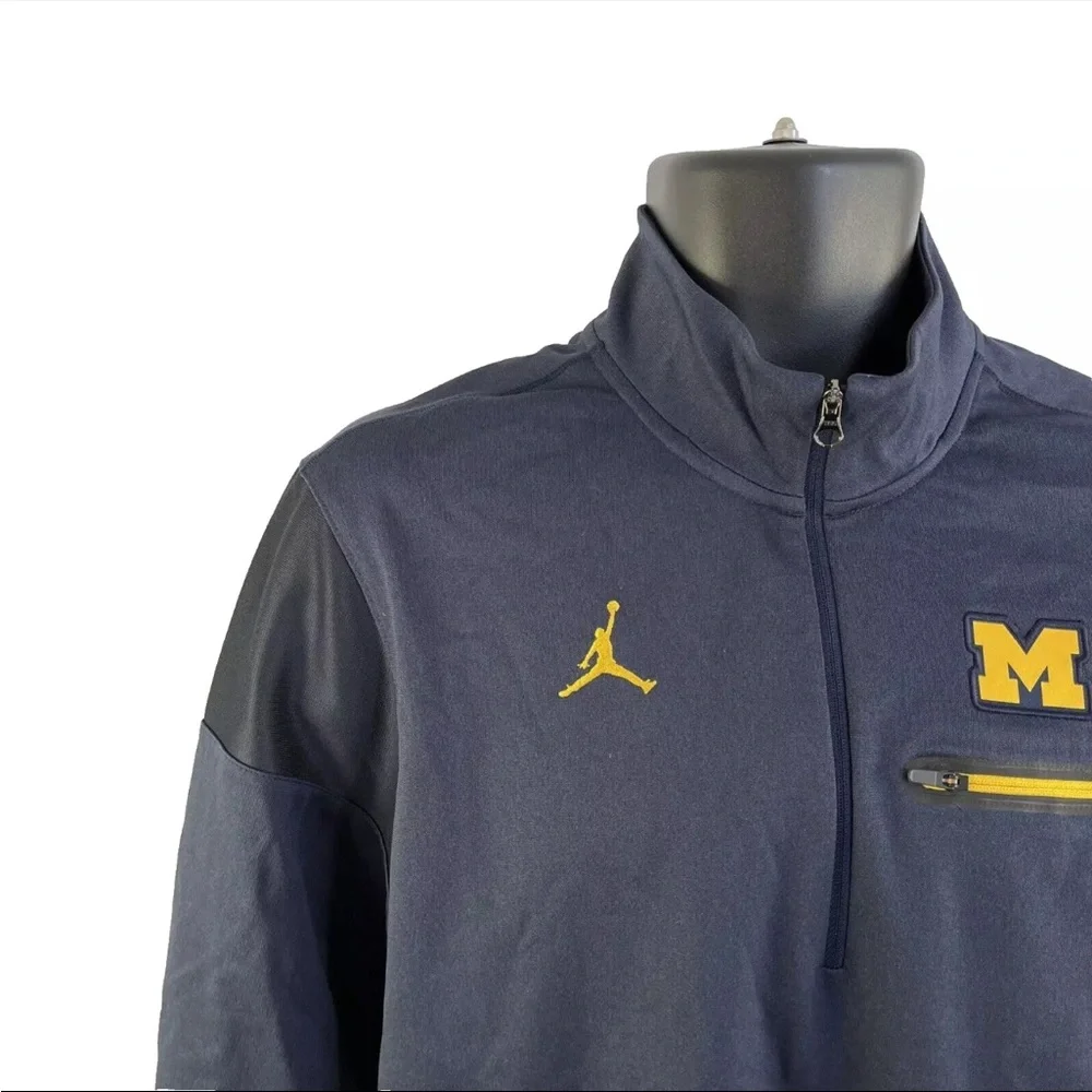 Mens Nike Air Jordan 1/4 Zip Pullover Shirt Michigan Wolverines Sz S Blue Yellow